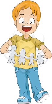Illustration of a Kid Holding a Paper Cutout