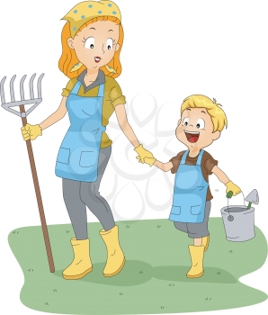 Illustration of a Gardening Club Adviser Guiding Her Student
