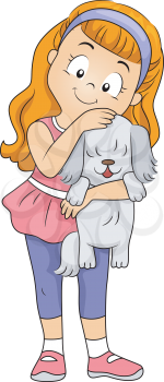 Illustration of a Kid Hugging a Puppy