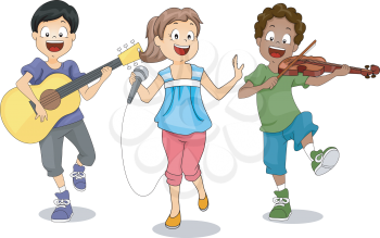 Illustration of Kids Demonstrating Their Talents