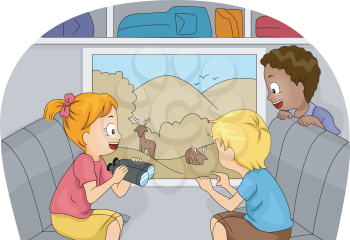 Illustration of Kids on a Zoo / Safari Trip