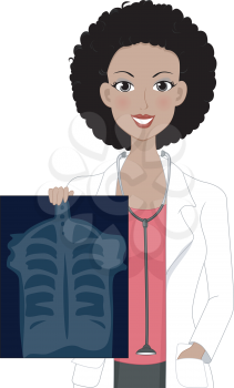 Illustration of a Girl Holding an X-ray Result