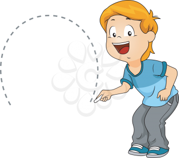 Illustration of a Kid Drawing a Semicircle