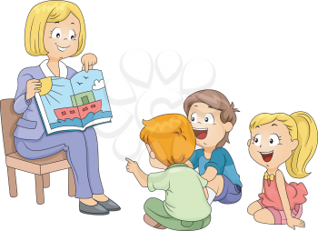 Illustration of Kids Listening to a Story
