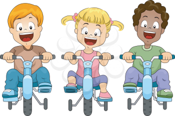 Illustration of Kids Biking