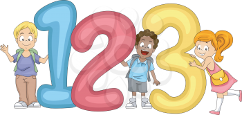 Illustration of Kids Posing with Numbers