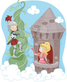 Illustration of a Knight Rescuing a Princess