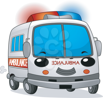 Illustration of a Happy Ambulance with its Siren Blaring