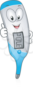 Illustration of a Digital Thermometer Giving a Thumbs Up