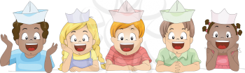 Illustration of Kids Wearing Paper Hats