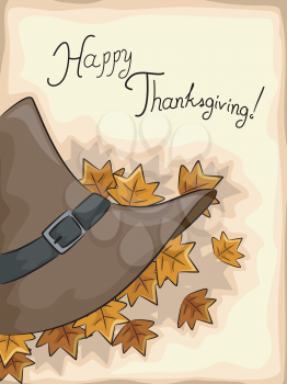 Illustration of a Pilgrim Hat with Thanksgiving Greetings