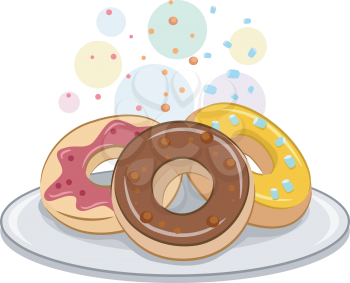 Illustration Featuring Appetizing Doughnuts with Sprinklles