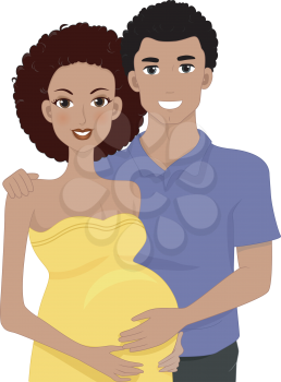 Illustration of Expecting Parents Standing Side by Side
