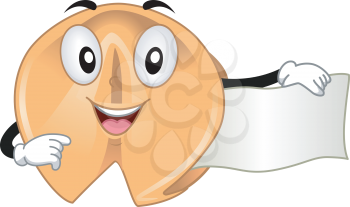 Mascot Illustration Featuring a Fortune Cookie