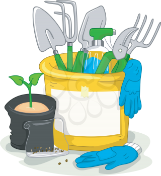 Illustration Featuring Gardening-Related Items