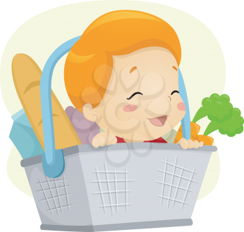 Illustration of a Baby in a Basket