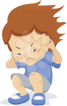 Illustration of a Kid Covering His Ears