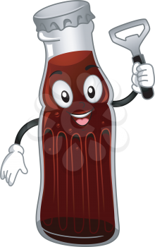 Mascot Illustration Featuring a Bottle of Soda