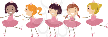 Illustration of Girls Doing Ballet