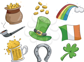 Illustration Featuring Icons with a St. Patrick's Day Theme