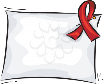 Illustration of a Board with an AIDS Awareness Ribbon Stuck on it
