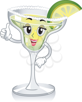Mascot Illustration Featuring a Glass of Margarita