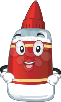 Mascot Illustration Featuring a Bottle of Glue