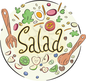 Text Illustration of a Vegetable Salad in a Bowl