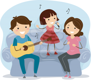 Illustration of a Family Singing Together