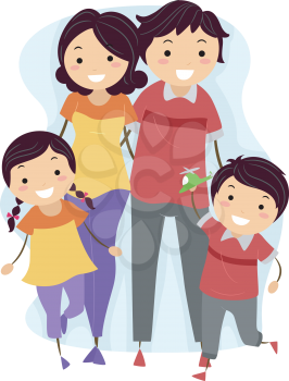 Illustration of a Family Wearing Matching Outfits