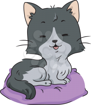 Illustration of a Cat Lying on a Pillow