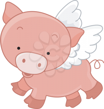 Illustration of a Winged Pig