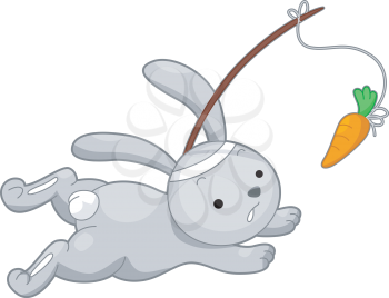 Illustration of a Rabbit Running After a Carrot