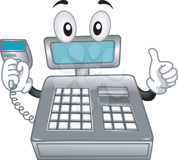Mascot Illustration Featuring a Cash Register