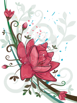 Illustration Featuring Red Flowers
