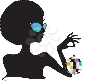 Silhouette of a Girl Holding a Disco Ball