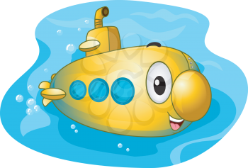 Mascot Illustration of a Colorful Submarine