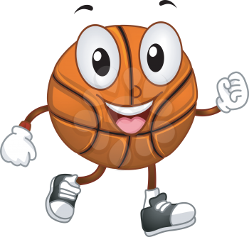 Illustration of a Basketball Mascot Walking