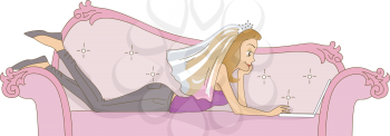 Header Illustration Featuring a Girl Using Her Laptop