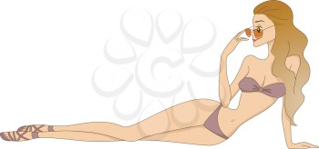 Header Illustration Featuring a Woman in a Swimsuit for Header or Corner