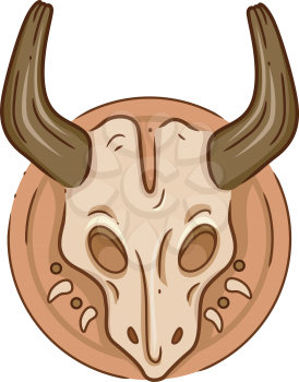 Illustration of an Animal Skull Mounted on the Wall