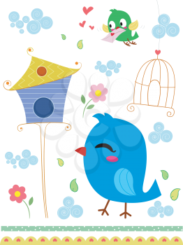 Border Illustration Featuring a Bird Delivering a Love Letter