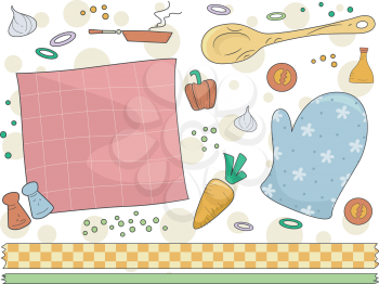 Border Illustration Featuring Cooking Related Items