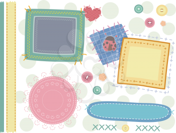 Border Illustration Featuring Patches and Stitches