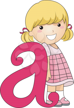 Illustration of a Kid Leaning Against a Letter A