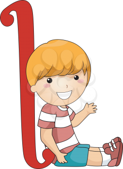 Illustration of a Kid Leaning Against a Letter L