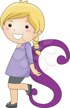 Illustration of a Kid Leaning Against a Letter S