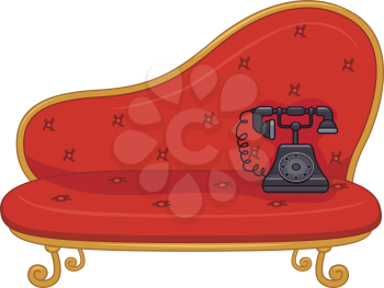 Illustration of a Vintage Phone on a Sofa