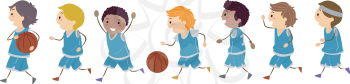 Illustration Featuring Kids Dressed to Play Basketball