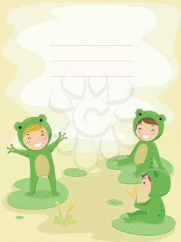 Background Illustration of Kids Dressed as Frogs